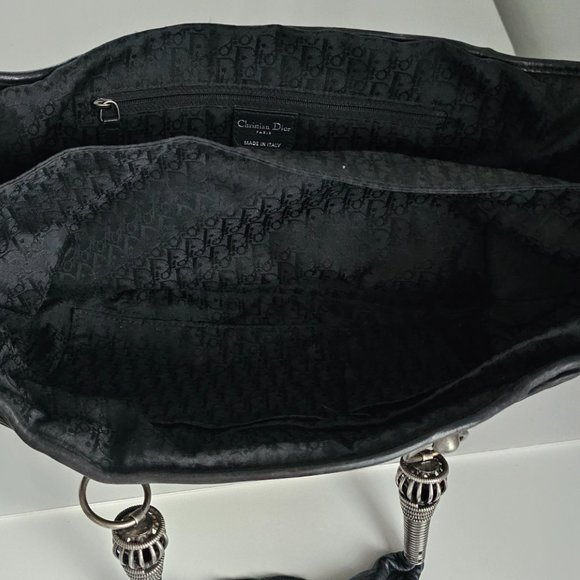 Dior Plissé Black Tote Bag with Silver Accents - Picture 11 of 16